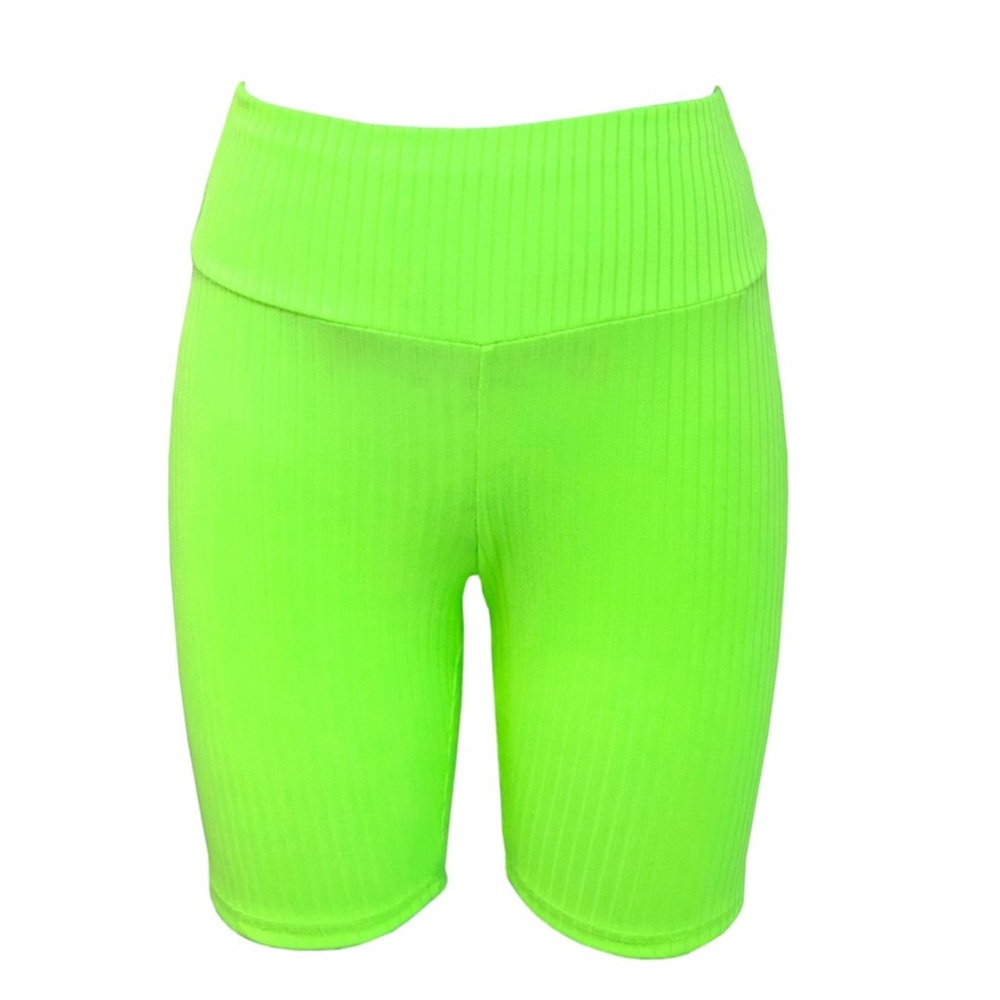 Jenni Ribbed Sleep Shorts Neon Lime